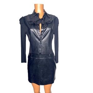 M&N ruffle collar faux leather dress